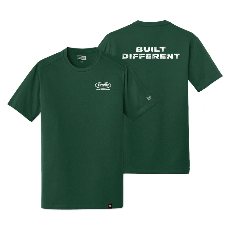 Green New Era Profile Built Different Tee